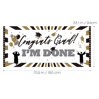 UNOMOR Congrats Grad I'M DONE Sign Banner Classic Graduation Party Wall Banner Photo Booth Prop #4