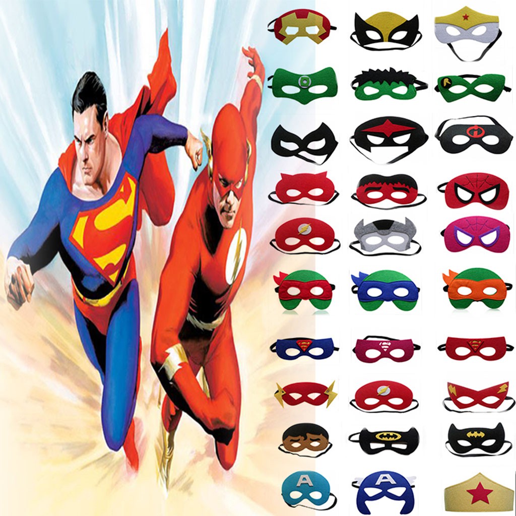 32 Pieces Superhero Masks,Superhero Party Supplies,Superhero Cosplay Masks,Party Favors Half Masks for Children or Boys Aged 3+ 