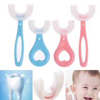Kids Toothbrush U-Shape Infant Toothbrush with Handle Silicone Oral Care Cleaning Brush
