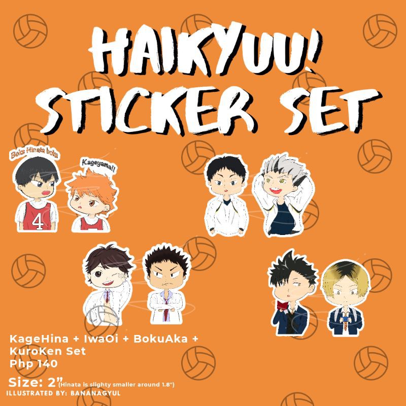 haikyuu sticker set fanart kageyama hinata oikawa iwaizumi bokuto akaashi shopee philippines