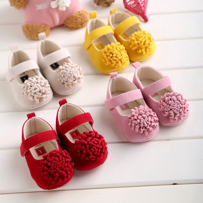 Newborn Baby Shoes Prewalker Soft Bottom Anti Slip Crib Big Flower