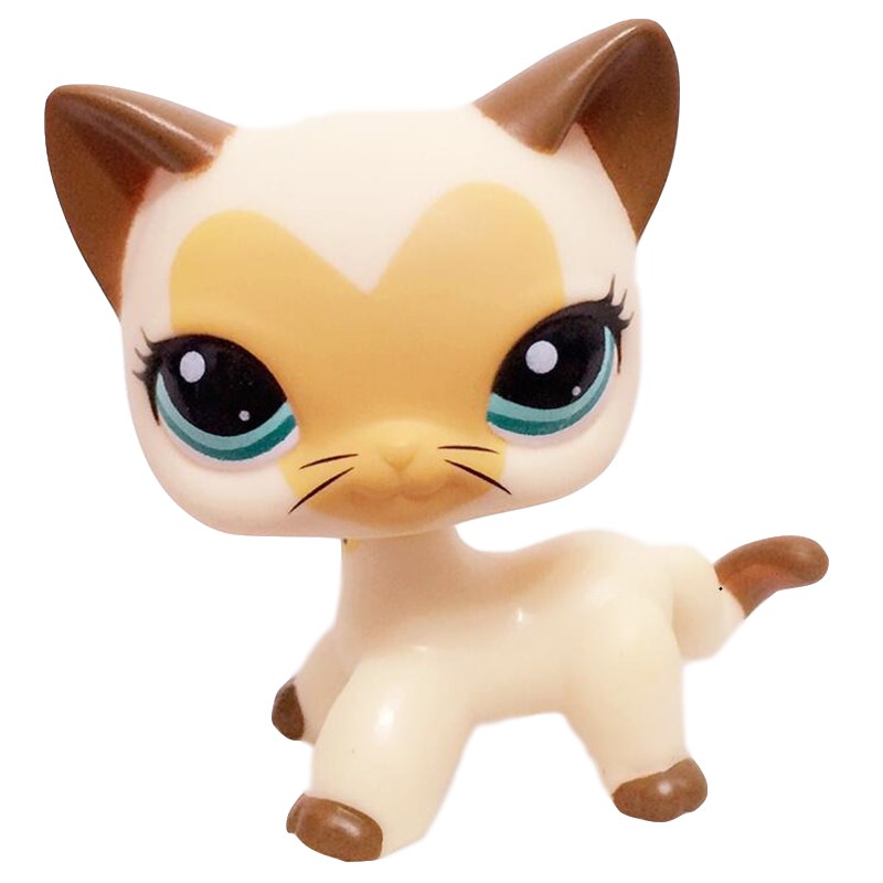 Rare Littlest Pet Shop Short Hair Cat Cream Stripe Kitty Diamond Eyes