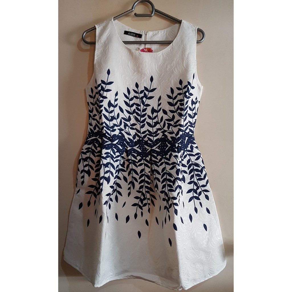 blue white floral dress