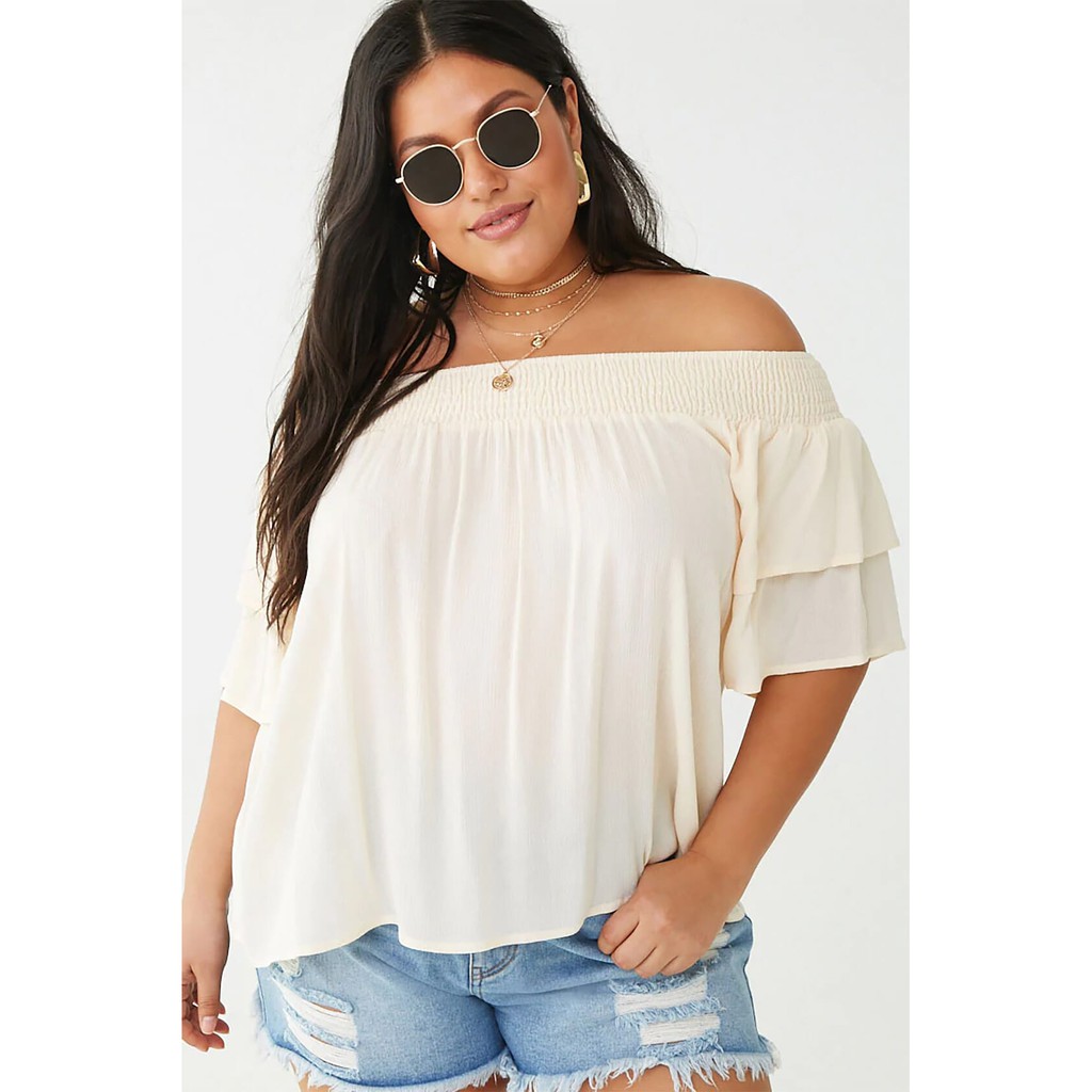 forever 21 woven top off shoulder