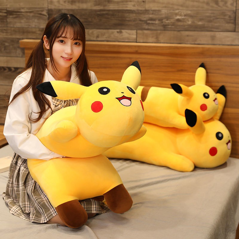 cute Pikachu plush toy doll girl sleeping pillow big bed | Shopee  Philippines