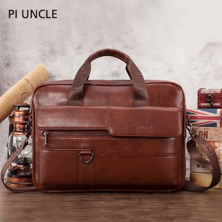 PI UNCLE Men Leather Laptop Bag Business Messenger Briefcase