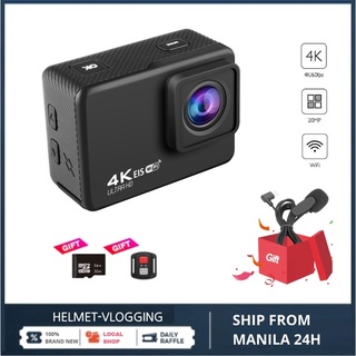 【Free Mic&SD card】EIS Anti-shake Action Camera Ultra HD 4K 20MP 170D Waterproof Cam Helmet vlogging