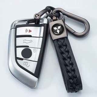 NEW Boutique Soft Sheepskin Fashion Leather Metal Car Logo Keychain Key Fob for Mitsubishi #3