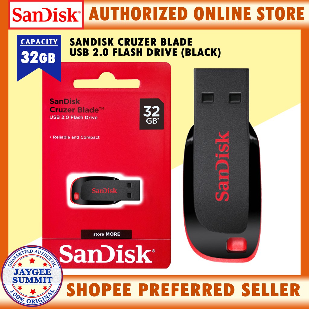 SanDisk Cruzer Blade 32GB USB 2.0 Flash Drive (Black) Shopee Philippines
