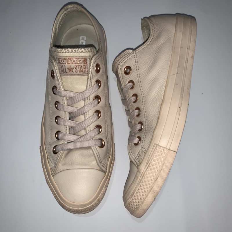 converse all star low leather pastel rose tan rose gold