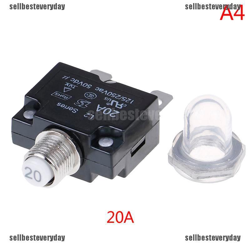 12V 5 10 15 20 30A Push Button Resettable Thermal Circuit Breaker Panel Mount
