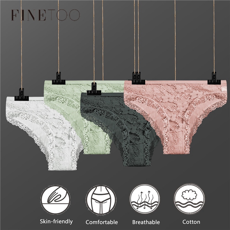 Finetoo Fashion Womens Soft Cotton Breathable Underwear Sexy Lace Low