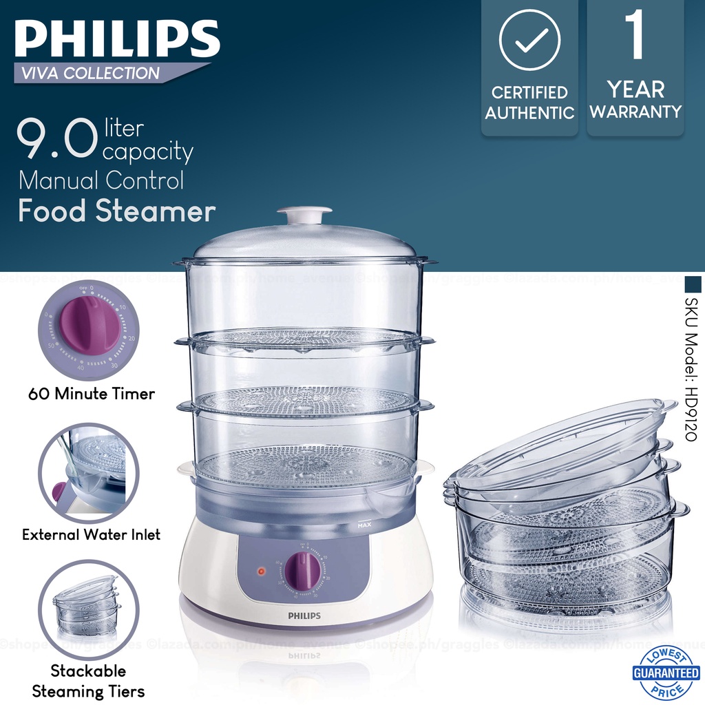 Philips Viva Collection Siomai Siopao Food Steamer with Flavour Booster HD9120 Shopee Philippines