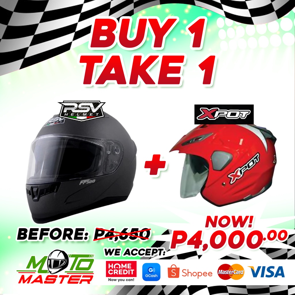 Buy 1 Take 1 RSV Full Face and Xpot Half Face Helmet Shopee Philippines