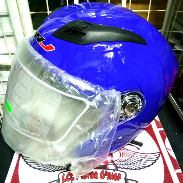 HNJ HALF FACE HELMET (Black/Red/Blue) | Shopee Philippines