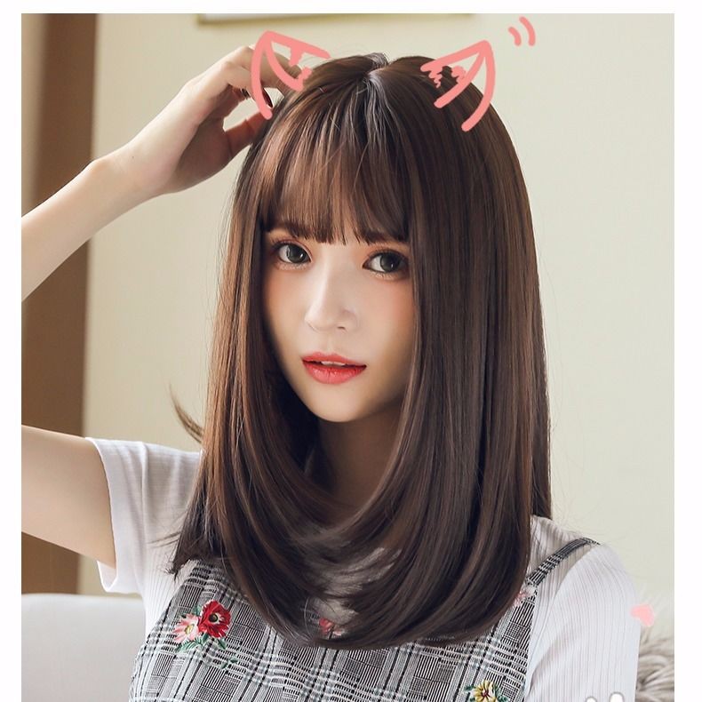 Shawl Wig Short Hair Female Bobo Head Long Straight Curly
