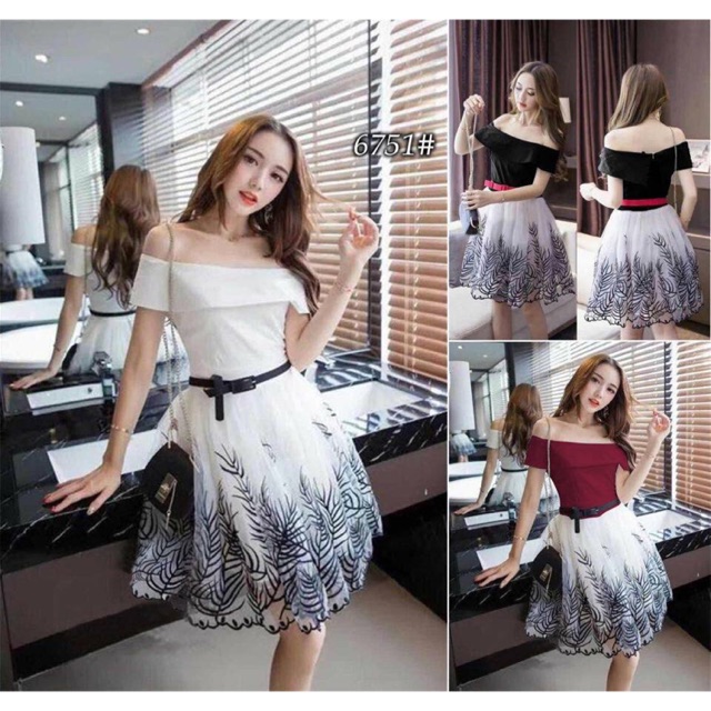 off shoulder dress shopee