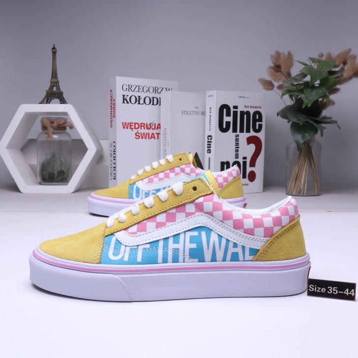 yellow blue pink vans