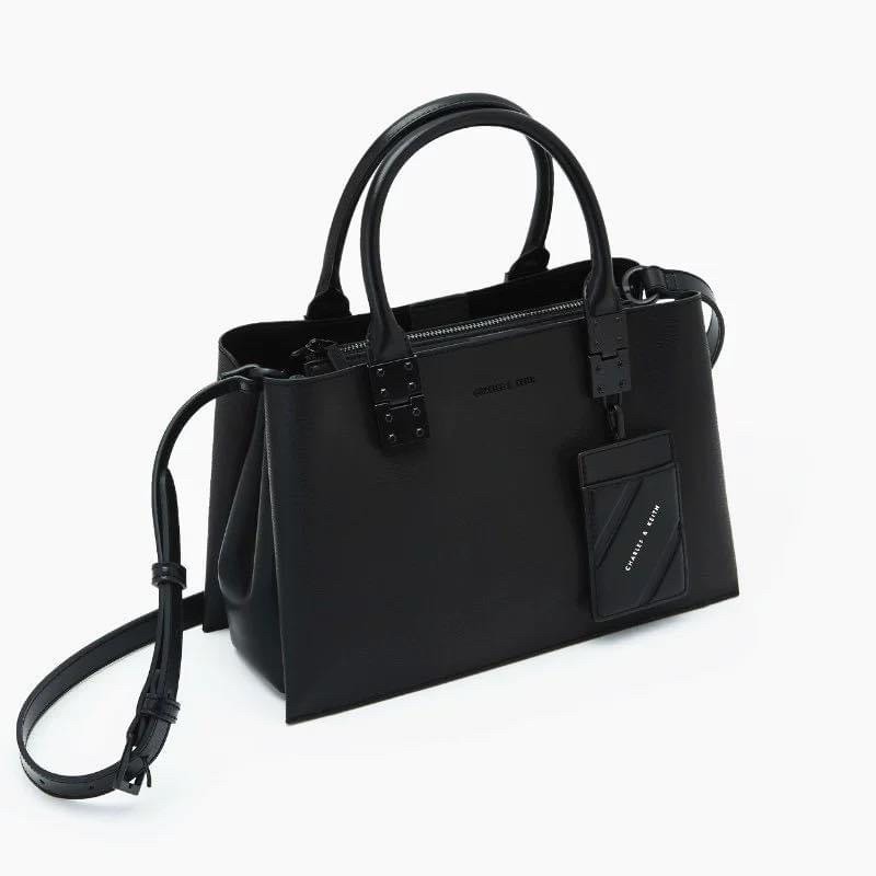 charles and keith structured top handle bag