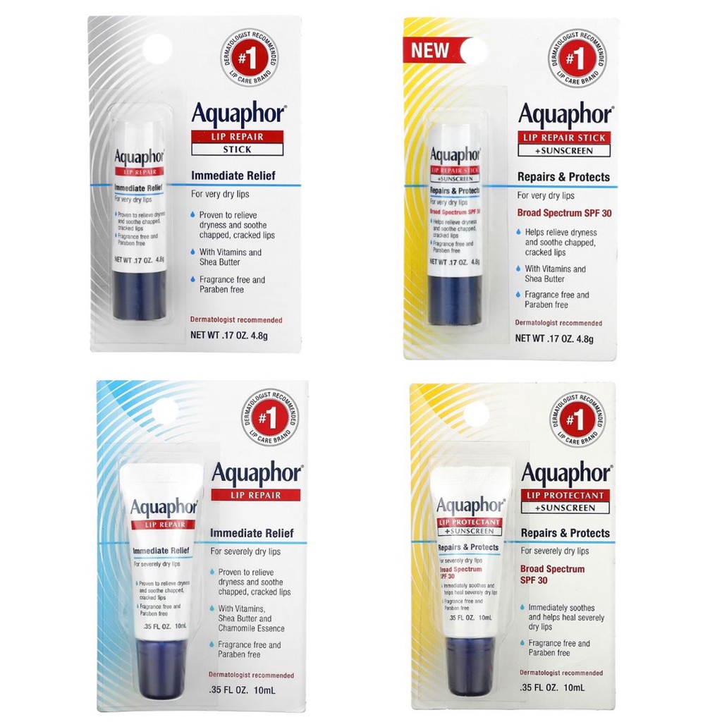 Aquaphor Lip Repair, Lip Balm, Immediate Relief, Fragrance Free ...