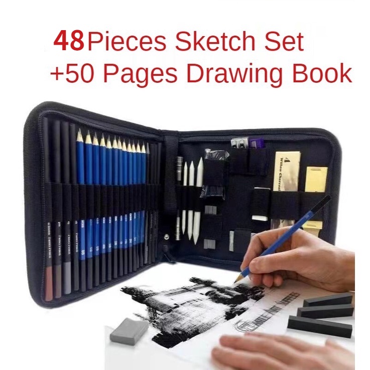 48pcs Sketch Pencil Set Artist Craft Professional drawing Kit Graffiti