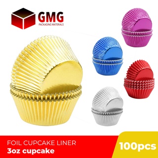 [100pc] GMG 3oz Metallic Foil Cupcake Liners Aluminum Greaseproof Muffin Liner #1