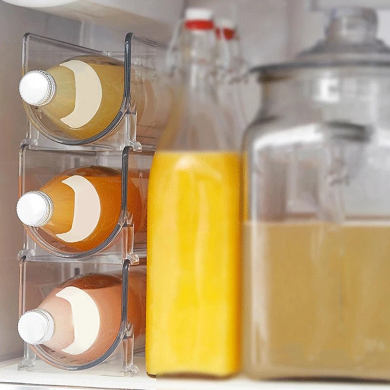 4Pack Refrigerator Organizer Kitchen Bottle Storage Rack Stackable Wine