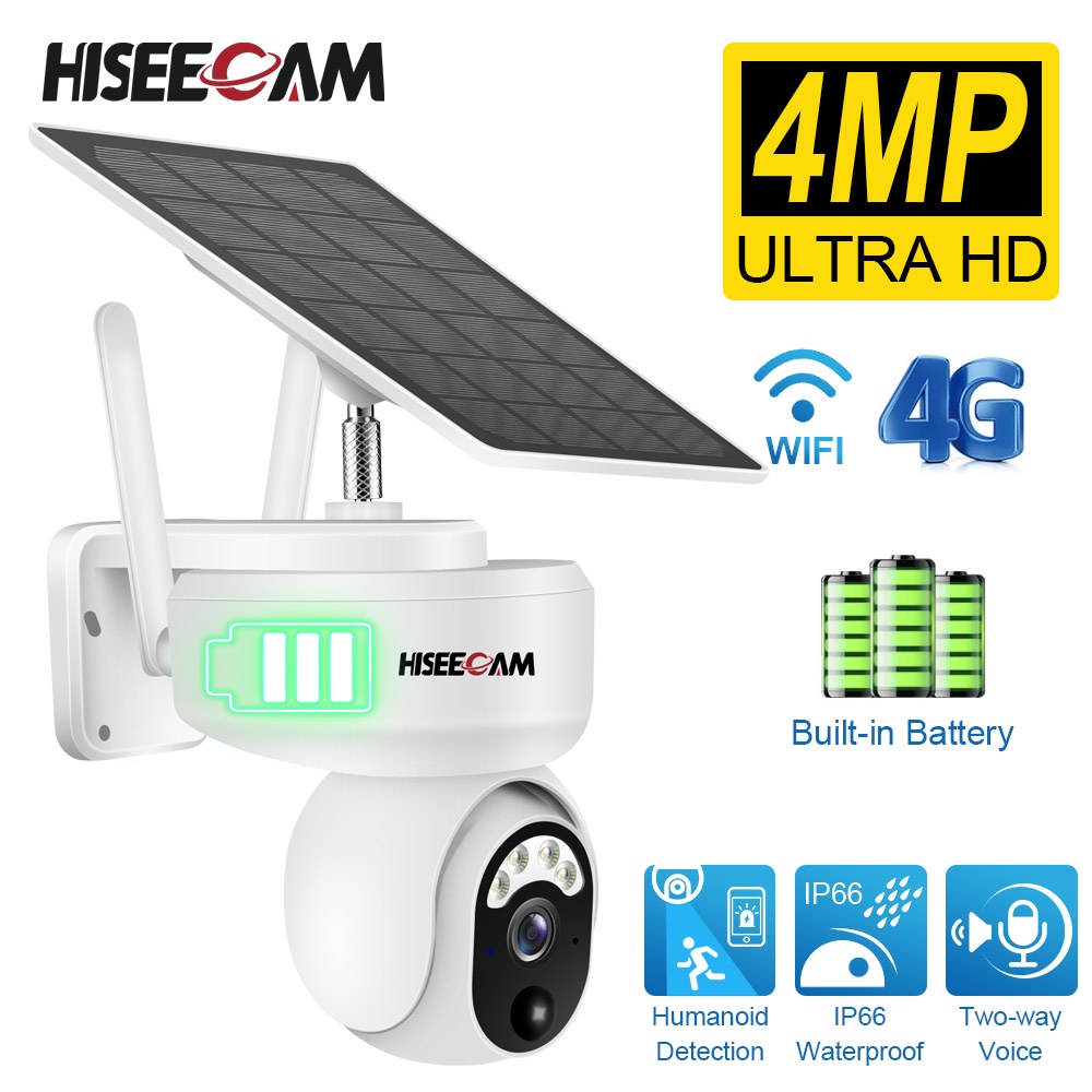 4MP/2MP 4G CCTV Camera Solar Powered Wifi Outdoor Ip Camera With Sim