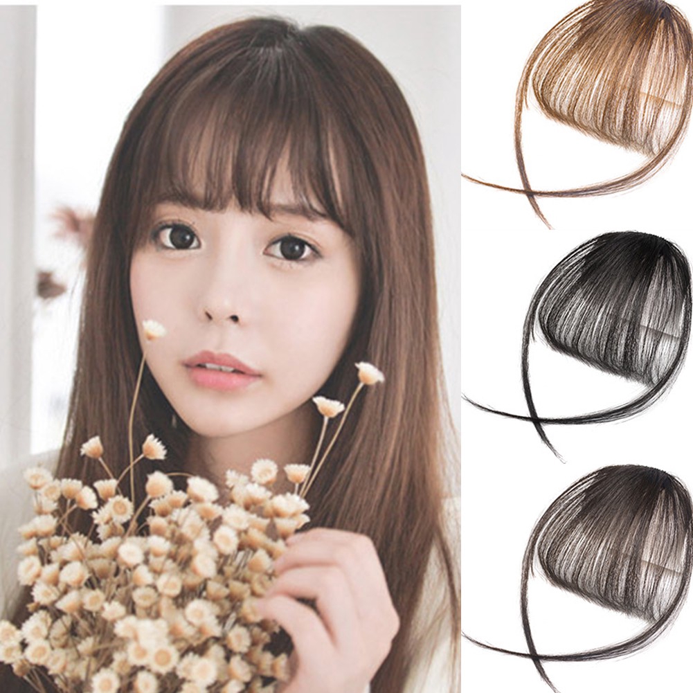 Women Blunt Fringe Neat Front Bangs Extension Clip Shopee