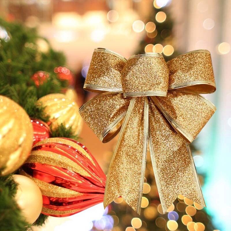 5pcs Christmas Glittering Ribbon Bow Gift blue 人気商品の