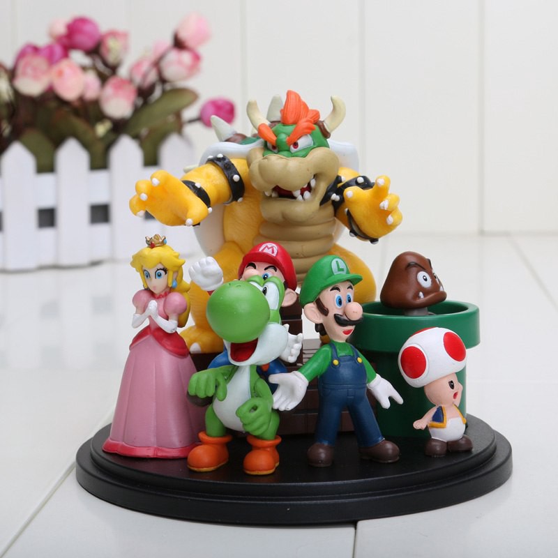 5pcs Super Mario Bros Mario Figure Luigi Mushroom Goomba Toad Yoshi Pvc Action - more yoshi decals roblox