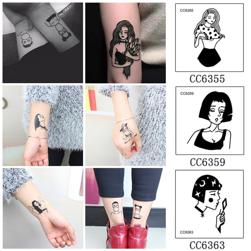 28 Style Waterproof Temporary Tattoo Sticker Old School Cool Girl Flash Fake Tattoos For Girl Women 6x6cm Shopee Philippines