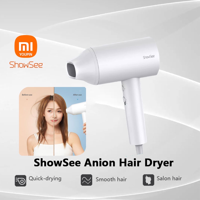 Xiaomi ShowSee Anion Hair Dryer Negative Ion hair care Quick Dry Home  Portable Hair dryer A1-W/A2-W | Shopee Philippines