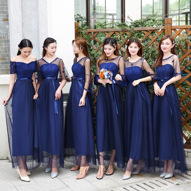 The41d9 Maid Of Honor Blue Venus Cut Long Dress Entourage