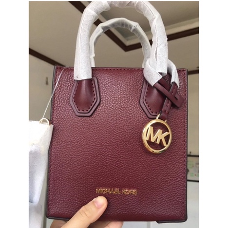 MICHAEL KORS Mercer Extra-Small Pebbled Leather Crossbody Bag+casual bag+  maroon bag+Women bag | Shopee Philippines