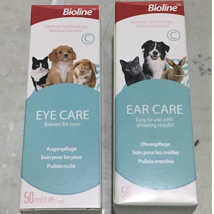 Bioline Eye Care Ear Care Drops for pets dog cats rabbits (50ml