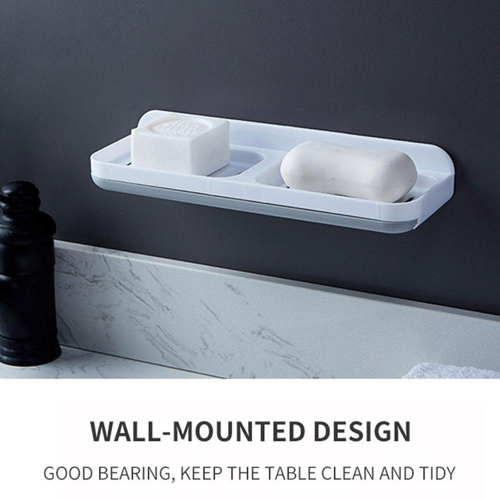 2021 New Wall-mounted Double Soap Dish Free Perforation Creative Household Toilet Draining Soap Dish