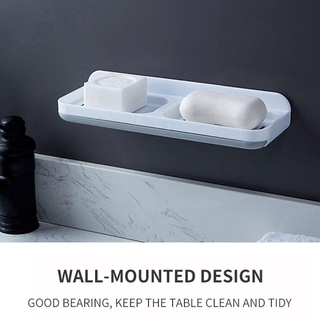2021 New Wall-mounted Double Soap Dish Free Perforation Creative Household Toilet Draining Soap Dish #1