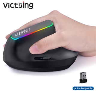 VICTSING Wireless Ergonomic Mouse, RGB Vertical Mouse Rechargeable 2.4G