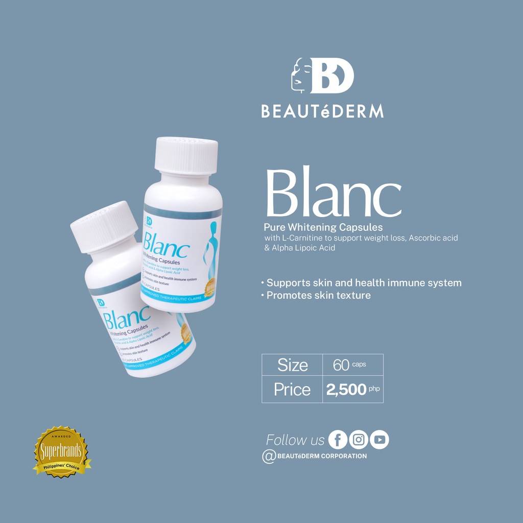 Beautederm Blanc Whitening Glutathione Capsules 60 caps EXP Aug 2023