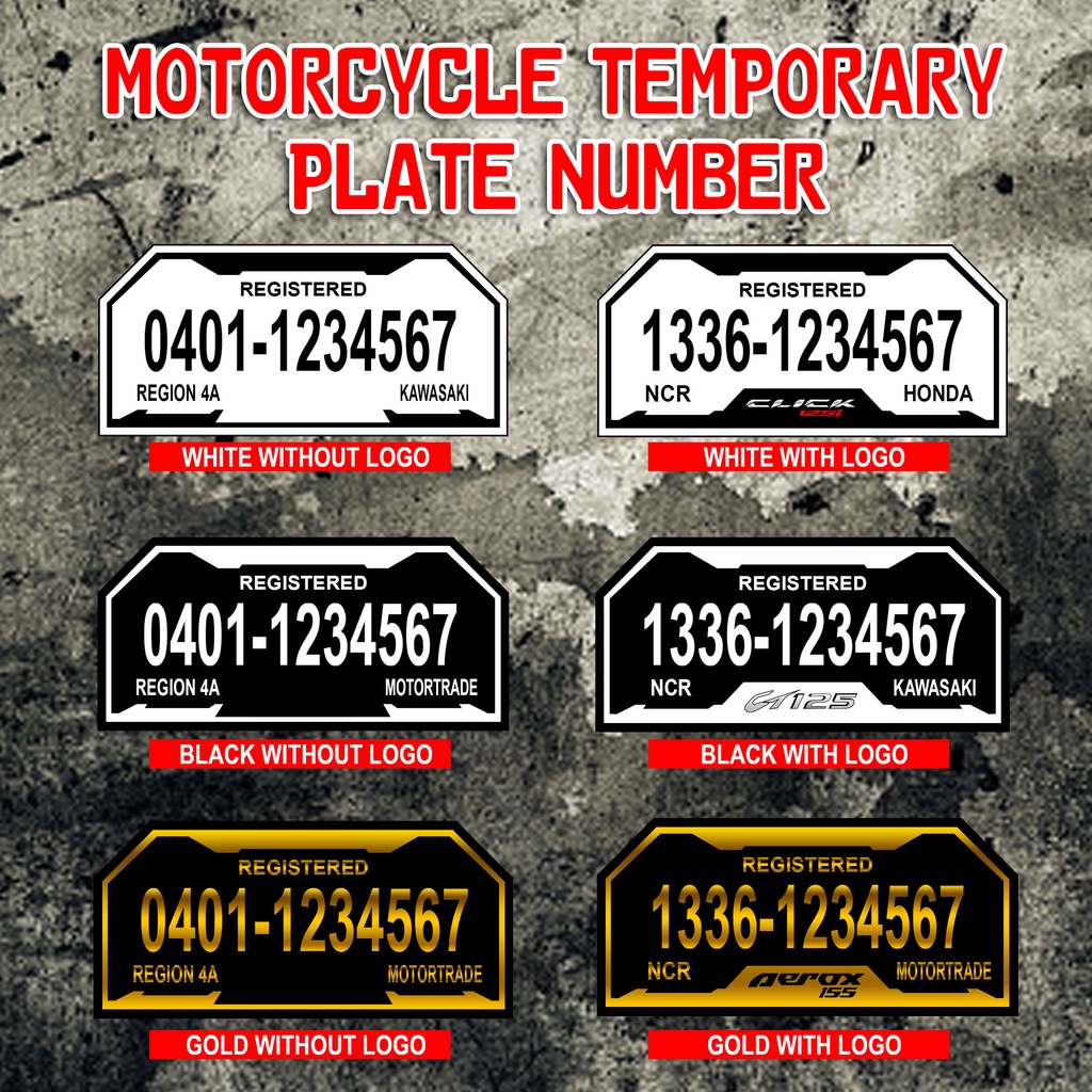 Temporary Plate Number Motorcycle Acrylic | Shopee Philippines