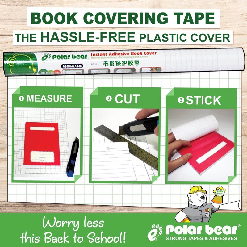 Plastic Cover Polar Bear Instant Adhesive Book Cover 3mts Shopee