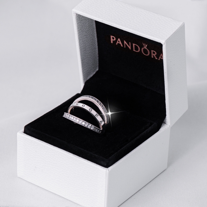 Pandora Pandora Ring 925 Silver Ring Couple Ring Hollow Love Heart