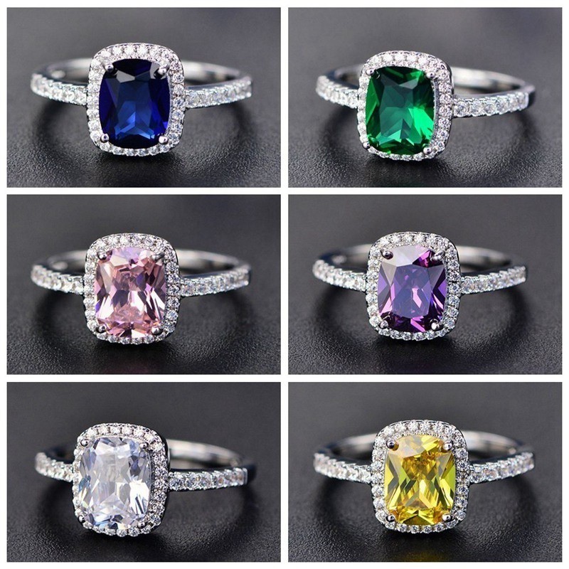 S925 Sterling Silver Rings Jewelry Natural Sapphire Gemstones Opal Wedding Size 5 6 7 8 9 10