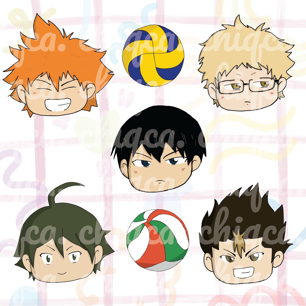 haikyuu chibi sticker pack glittermatteglossy