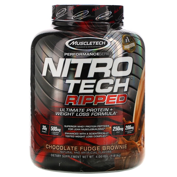 Muscletech, Nitro Tech Ripped, Ultimate Protein + Weight Loss Formula ...