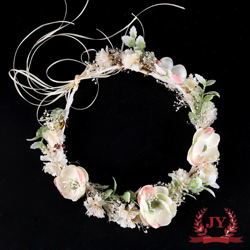 white flower head wreath