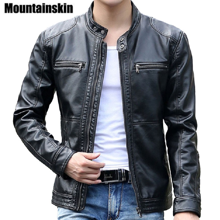 Men's Casual Motorcycle Genuine Cow Leather Jackets Coats | Shopee ...