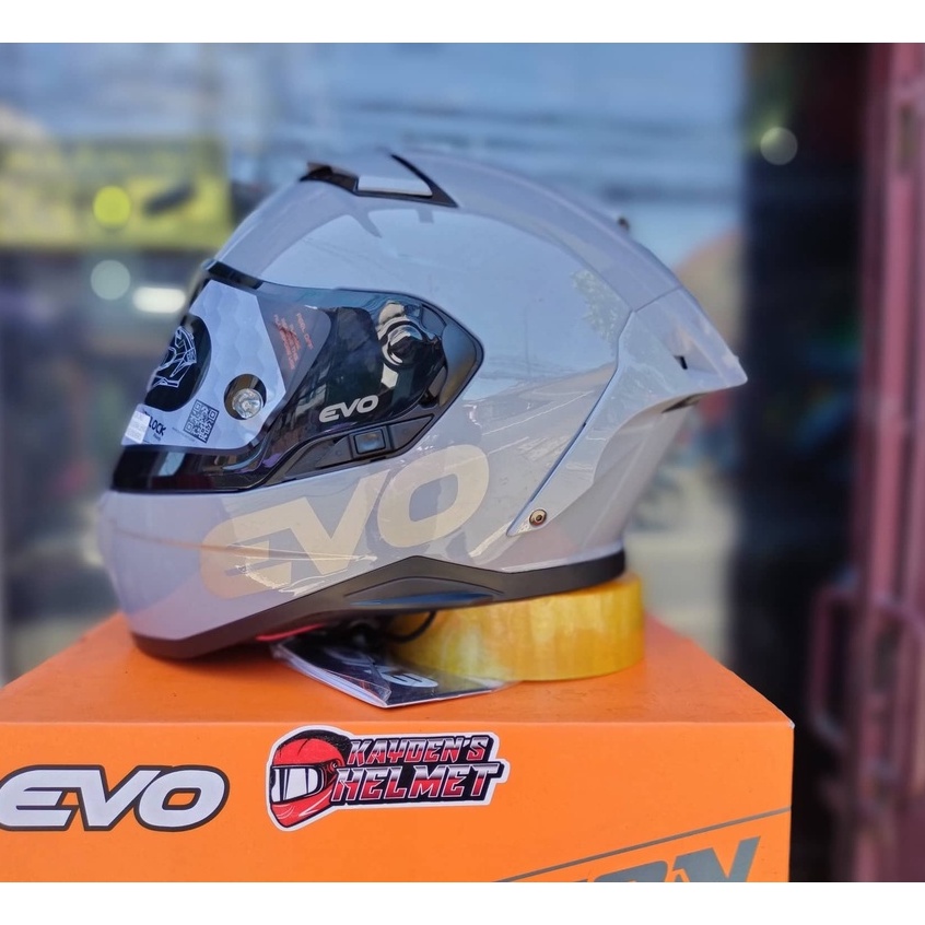 EVO XT300 GLOSSY GRAY FULL FACE HELMET DUAL VISOR WITH FREE EXTRA LENS