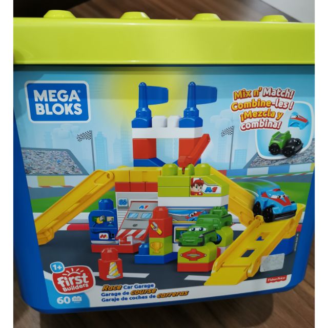 mega bloks race car garage building block set